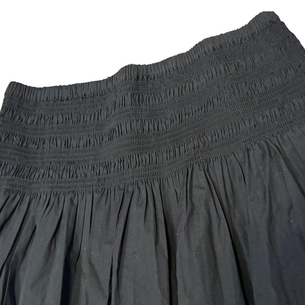 Madewell Skirt Womens Medium Black Smocked Waist Cotton Poplin Maxi A-Line NWT - Picture 4 of 9